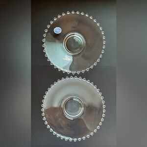 VTG Candlewick Clear Beaded Glass 7” Salad or Under Plates Small Center